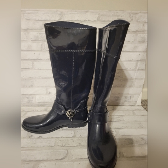 Blue Micheal Kors Rain Boots Size 10 - Picture 3 of 6